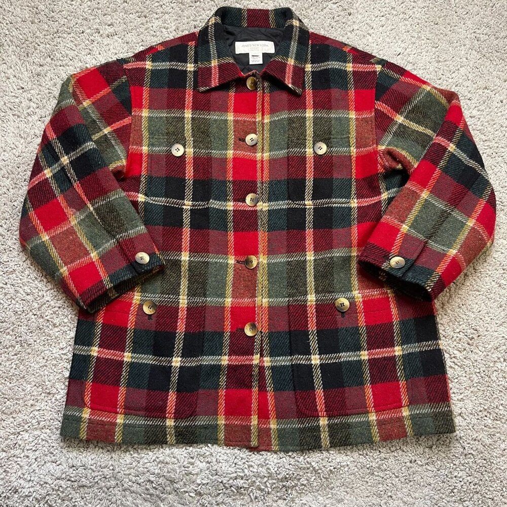 Jones New York Red and Black Plaid Jacket